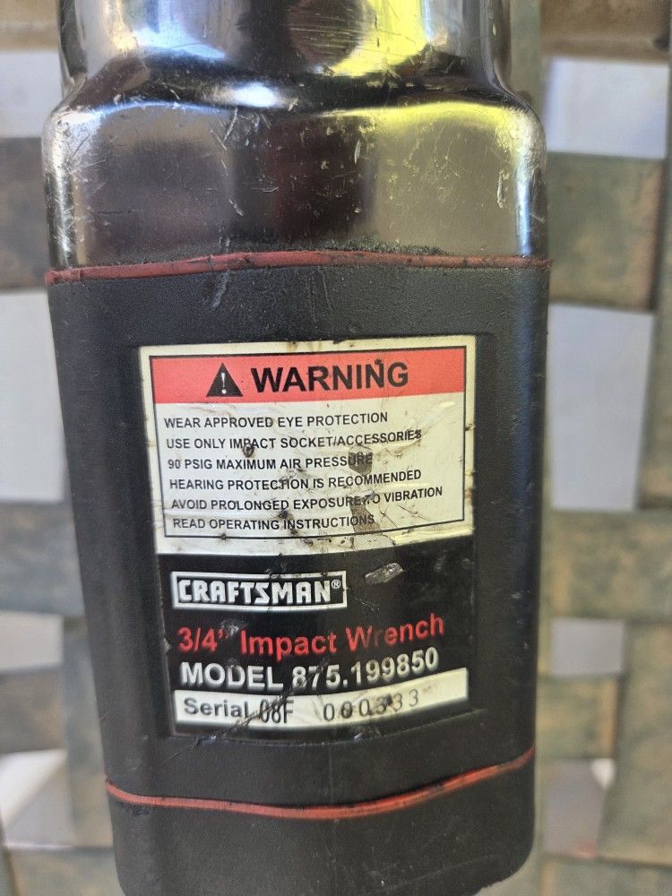 3/4 Inch Air Impact Wrench Craftsman Professional Series