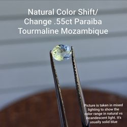 Natural .55ct color shift Paraiba Tourmaline from Mozambique