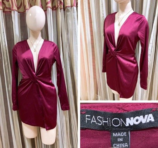 Fashion Nova Women's Burgundy Dress