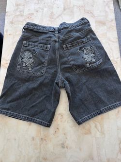 Hollister Men's Baggy Jean Shorts Jorts dark Gray  Tiger Embroidery Size 31