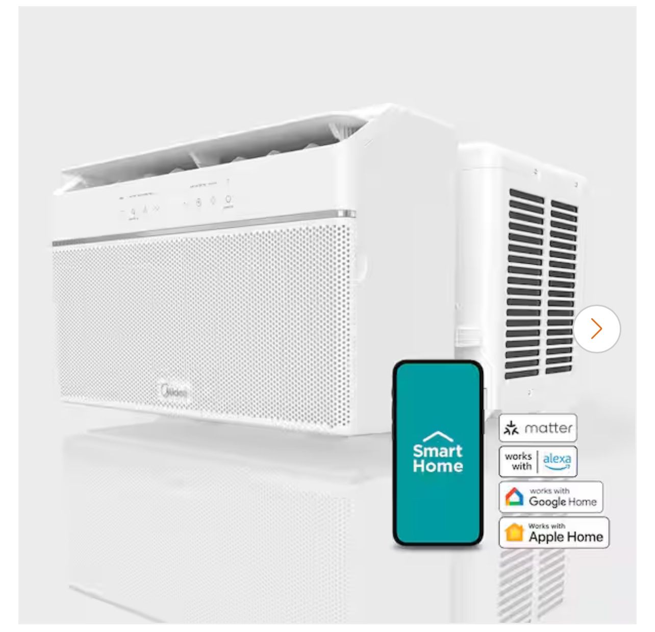 Midea 8,000 BTU 115-Volt U Plus Shaped Smart Inverter Window Air Conditioner Wi-Fi, for up to 350 sq. ft. Energy Star 2024