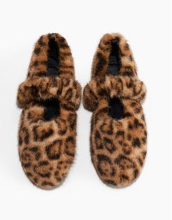 H&M leopard furry slippers Maryjane women’s size 8  indoor/outdoor NEW