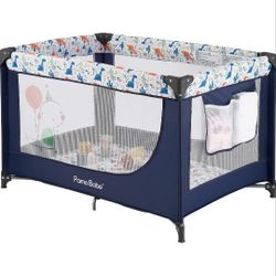 Foldable Portable Bassinet  with Soft Mattress, Breathable Mesh Walls, and Carry Bag, Blue