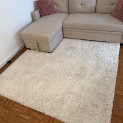Cozy Shaggy White Area Rug – 6' x 6' Square