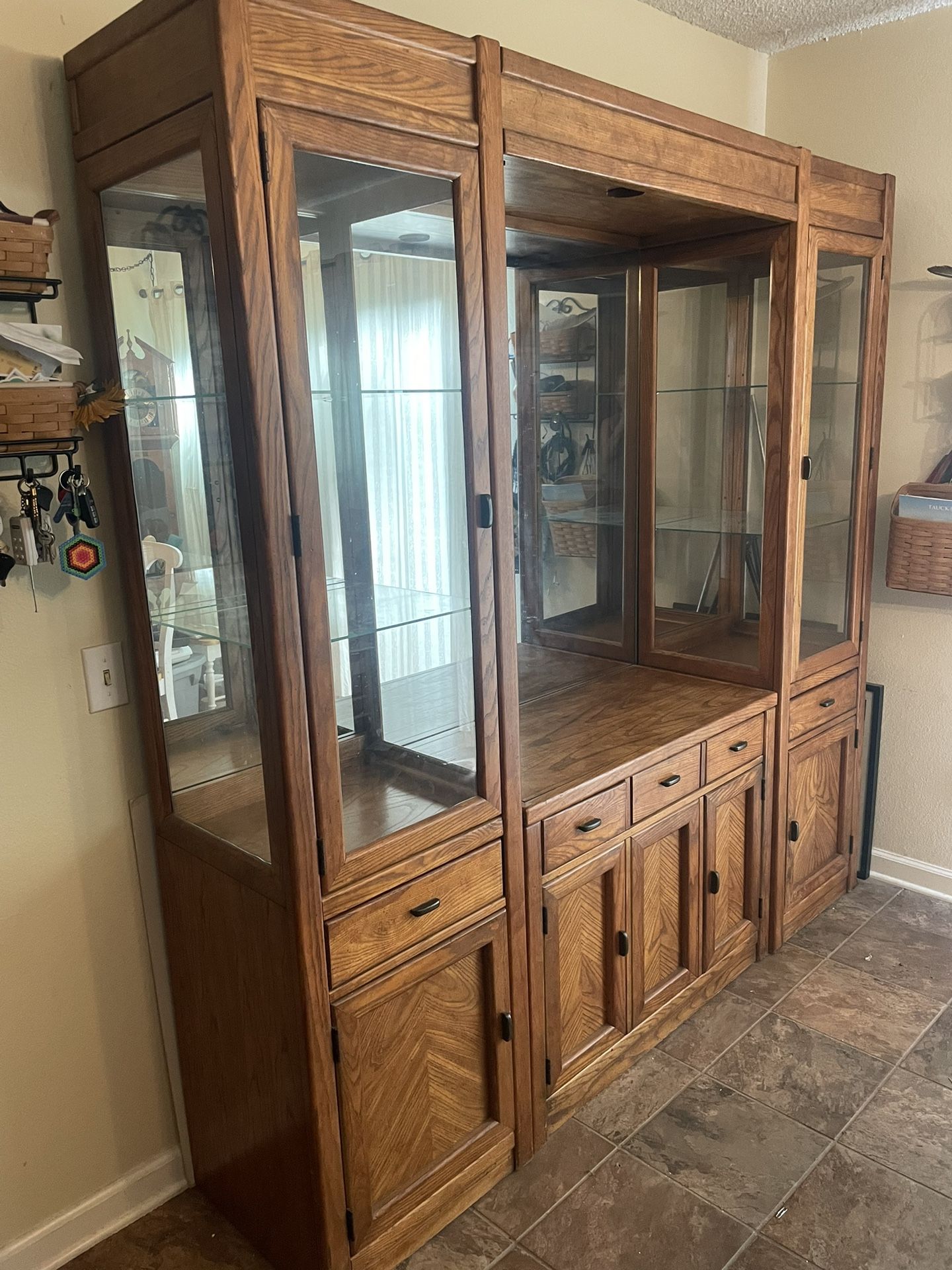 Stanley Furniture Oak Wood China Cabinet