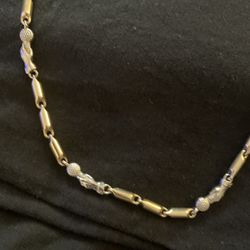 10kt Yellow And White Gold 30 Inch Custom Made  Chain Bullet And Microphone Link 