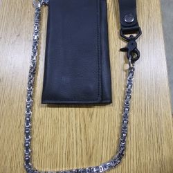 Leather Wallet With Stainless Steel Chain