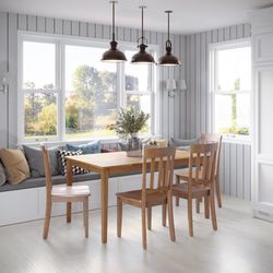 Simplicity Honey Rect. Dining Table w/ 6 Slatback Chairs