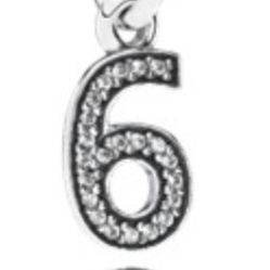 Pandora Number 6 Dangle Charm