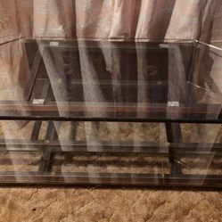 Wooden Framed Glass TV Stand