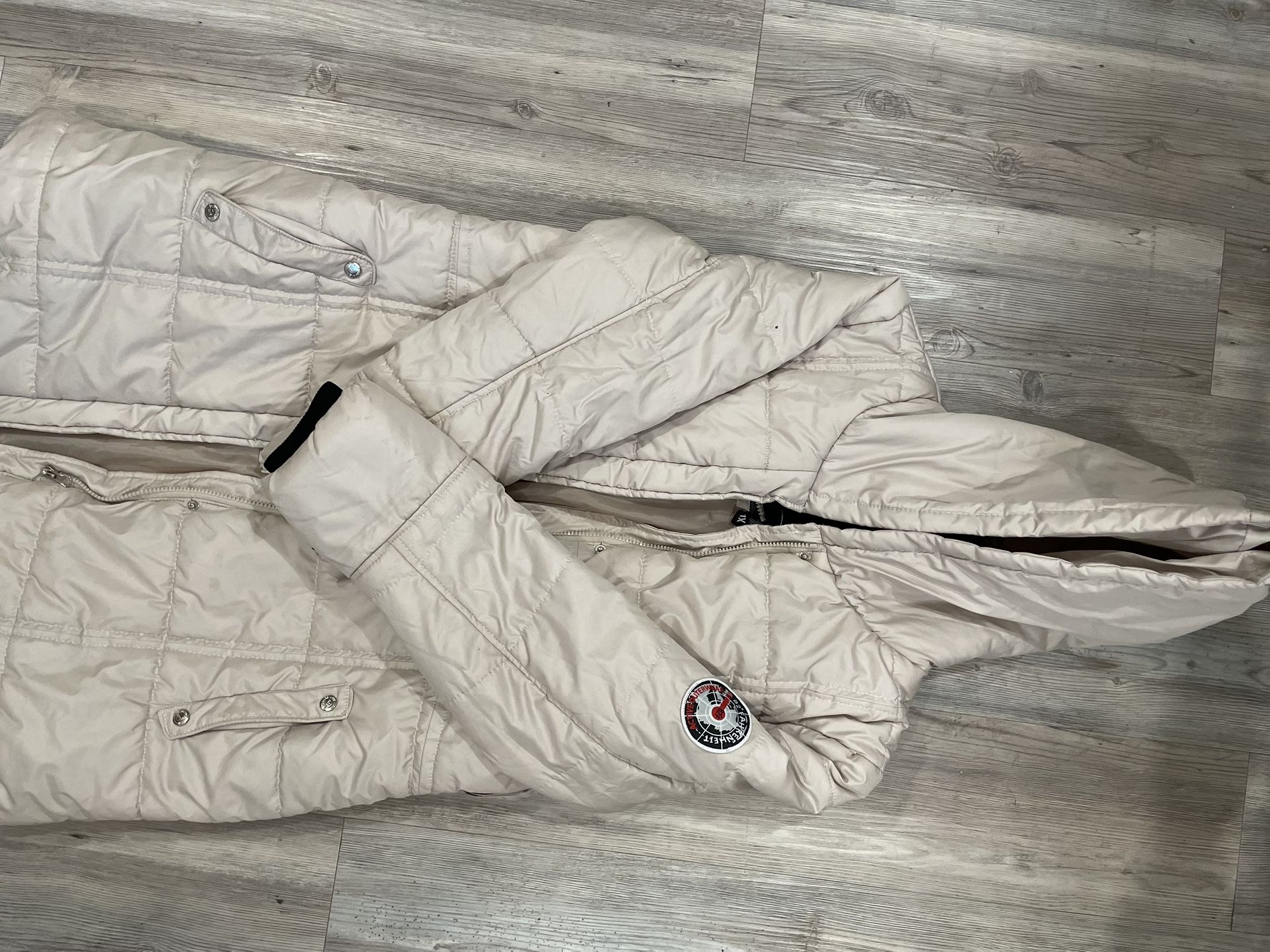 82° Fahrenheit Active wear Women Cream Quilted Insulated Hooded Parka XL