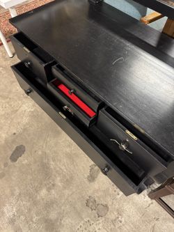 Five Drawer Wood Dresser With Mirror