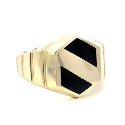 Men’s 14k Yellow Gold Inlaid Onyx Ring Size 11.5 GP3118680