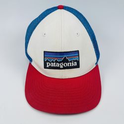 VTG Patagonia Mesh Canvas Patch Sunset Mountains Logo netplus Trucker USA Hat