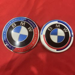 2PCS For 50th Anniversary Front Hood Rear Trunk Badge Emblem 82mm 74mm Set