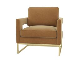 2-Cognac Velvet Accent Chair