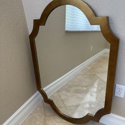 Scallop Design Gold Finish Mirror 