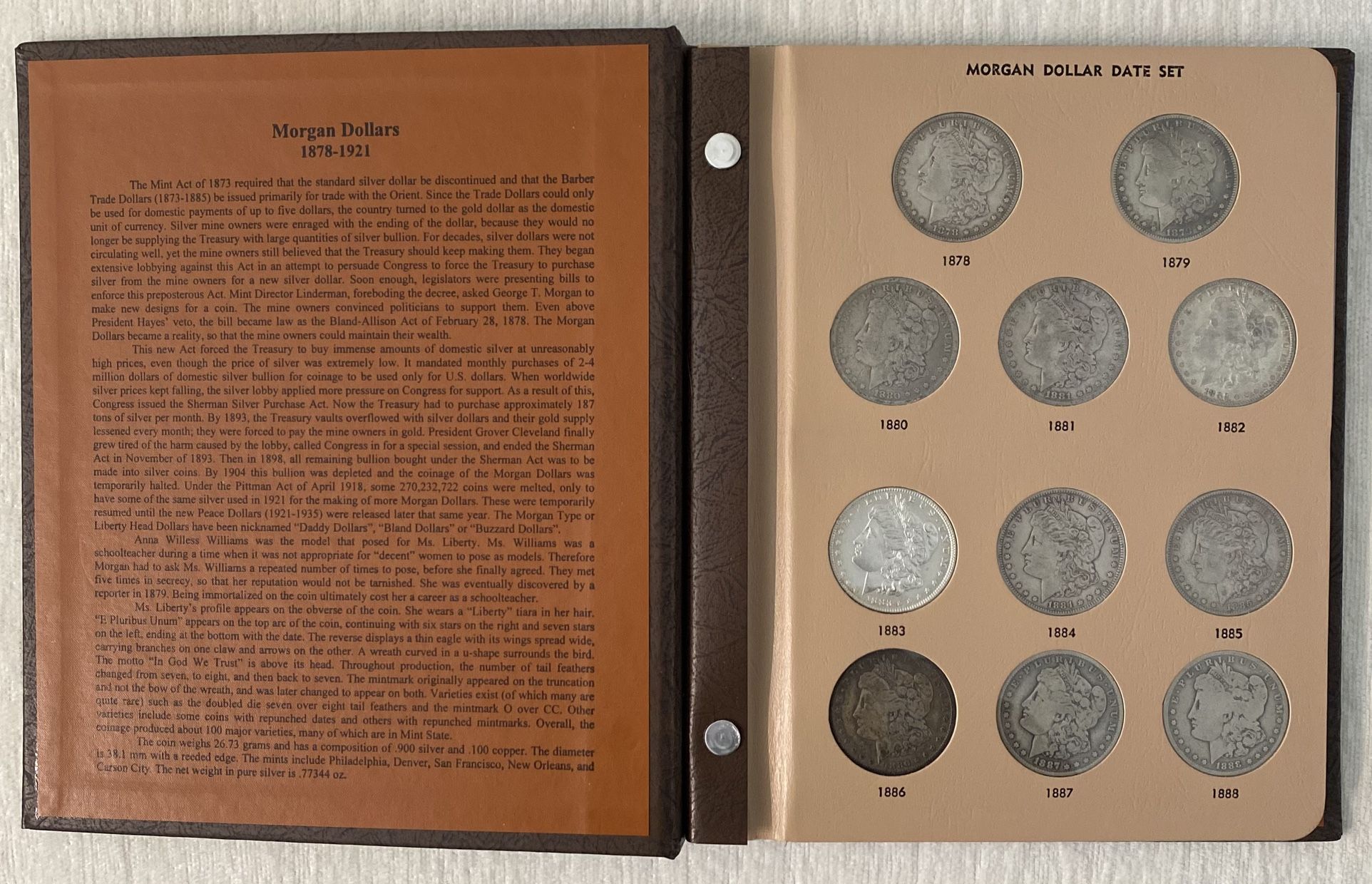 Morgan Silver Dollar Collection – 32 Coins (1878–1921) in Dansco Album w/ Key Dates & Carson City
