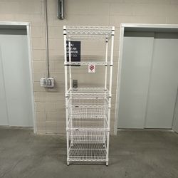 InterMetro Tall Closet Shelf Metal Wire White w/ Baskets