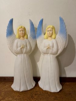 Vintage 1988 Union Products 30'' Christmas Choir Angel Blow Mold With Blue Wing Tips
