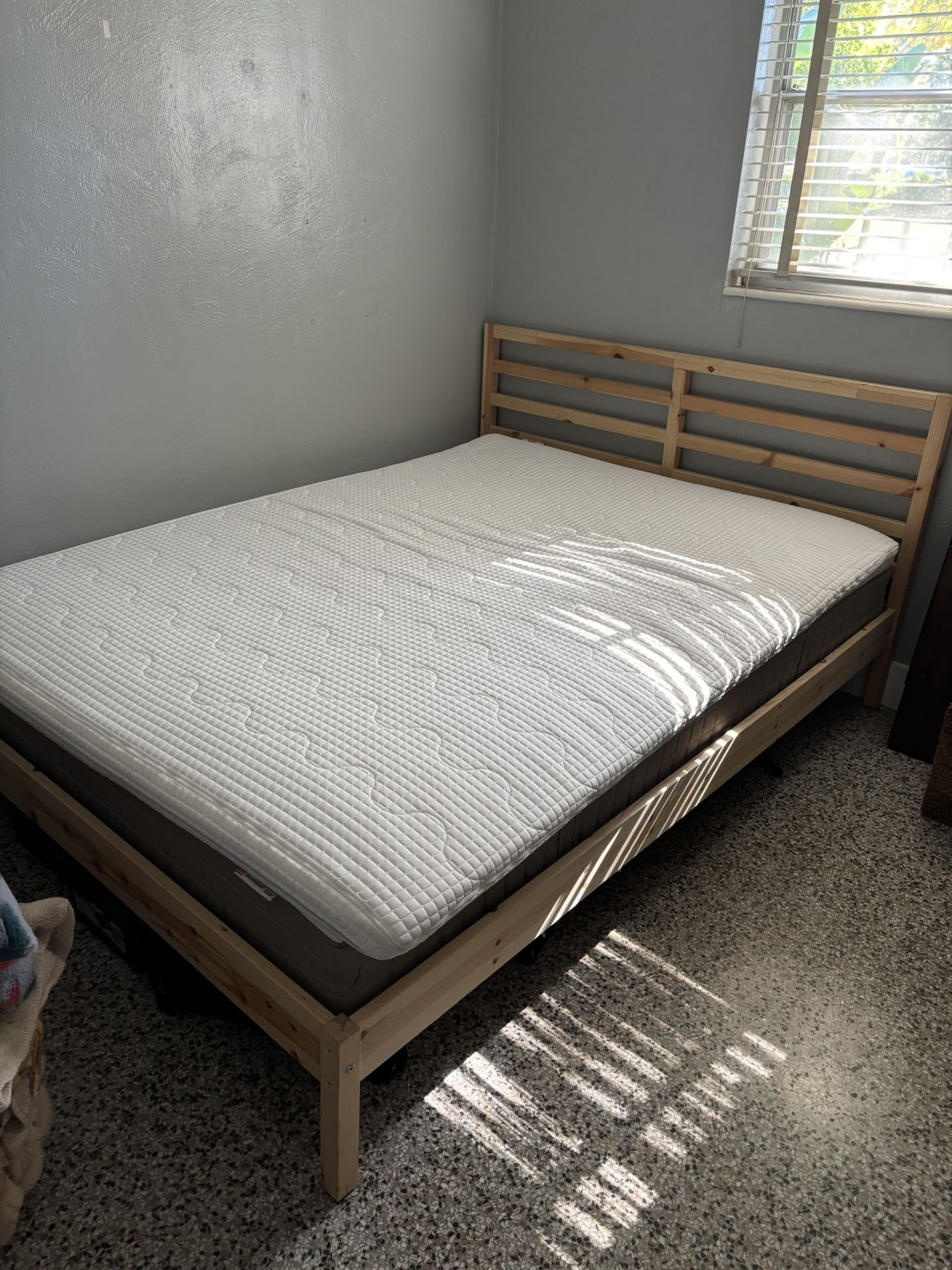 Queen Bed And Frame With Topper. 