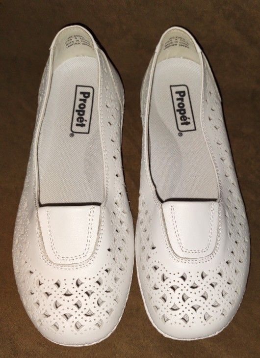 Propet Leather Cabrini Loafer Flat White Women's 8 (XX4E)