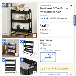 Neatfreak extra wide rolling cart