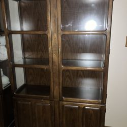 Keller MCM Pecan Display Cabinet