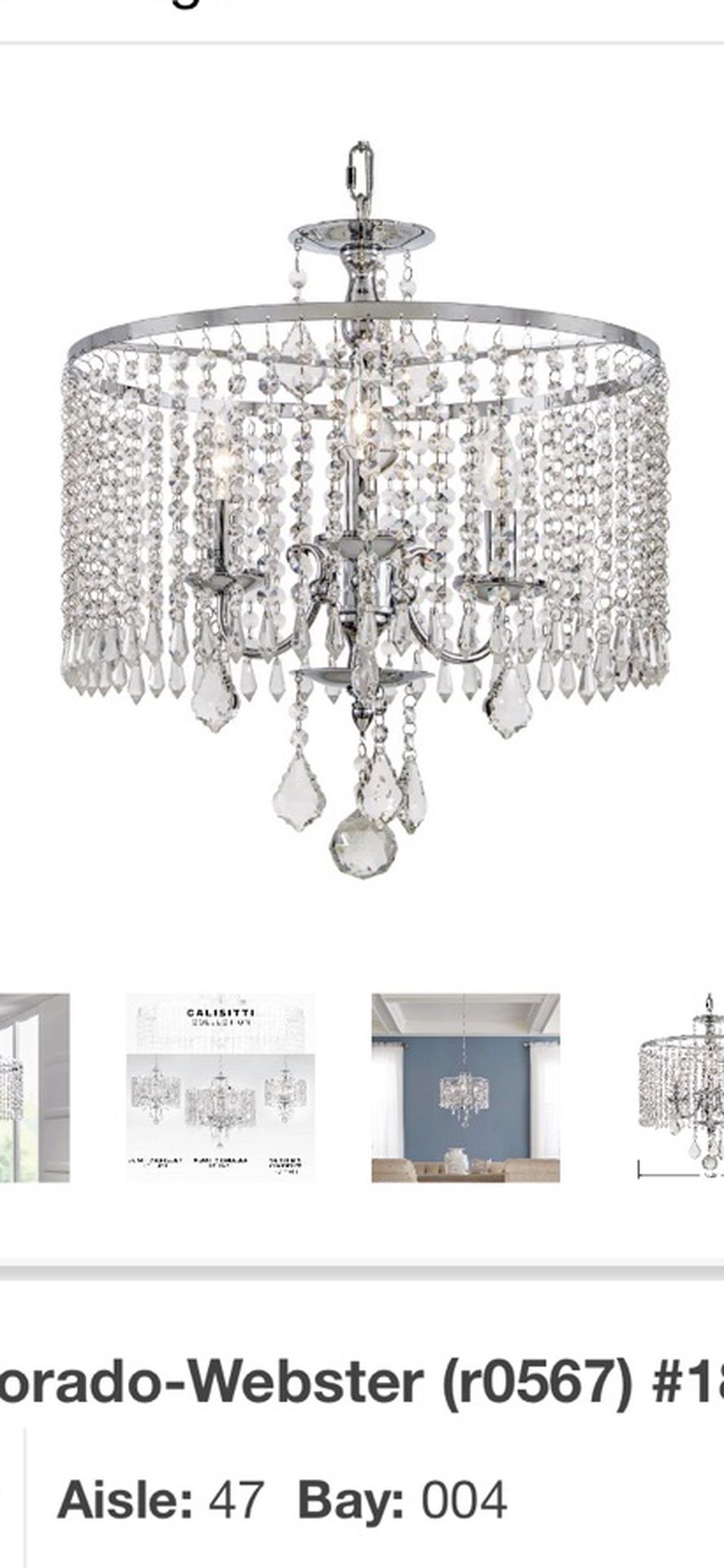 Home Decorators Collection Calisitti 3-Light Polished Chrome Chandelier with K9 Crystal Dangles