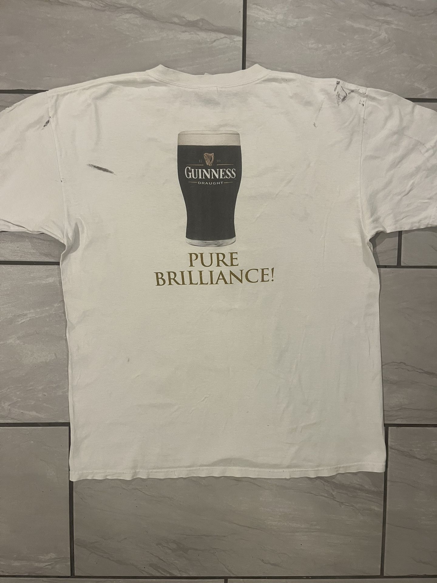 Vtg Guinness Draught Beer T Shirt Double Sided Sz XL Pure Brilliance