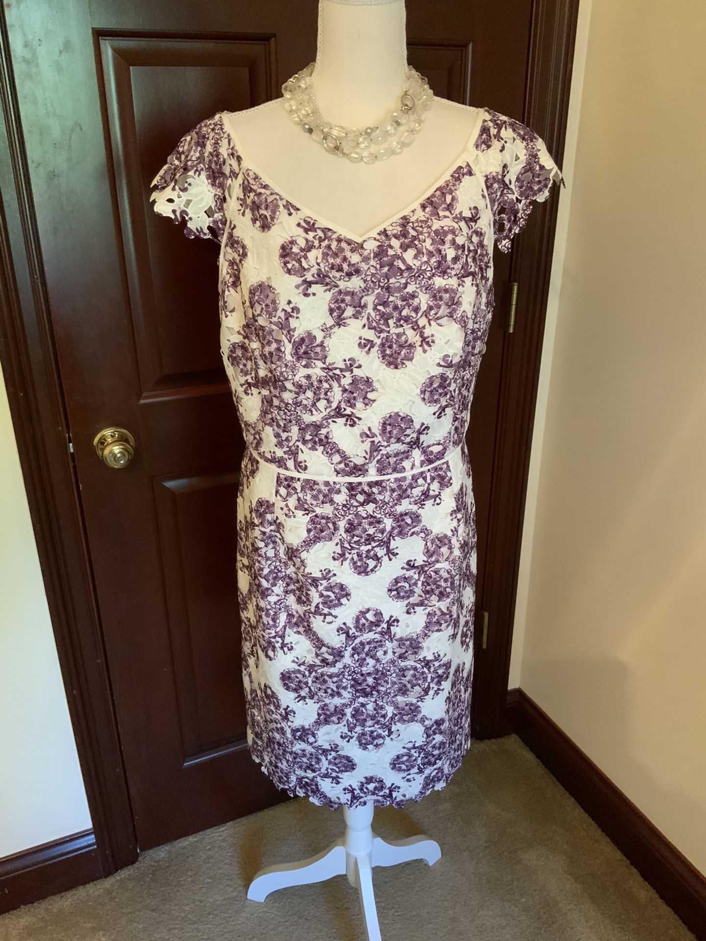 Purple & White Lace Dress. Sz. 16 NWT
