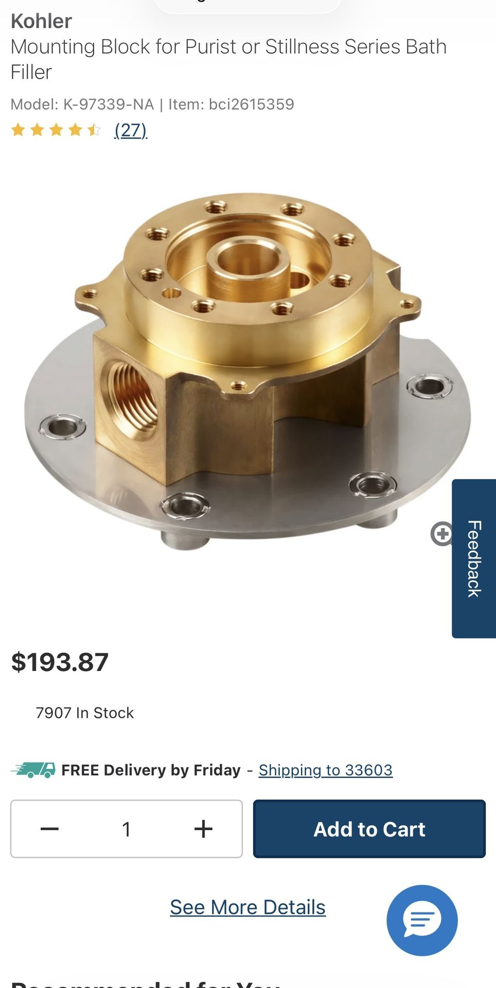 Multi Faucet Mounting Block