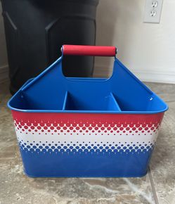 Red White And Blue Metal Utensil Caddy