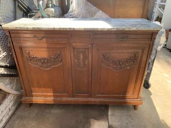 Vintage Style Oak Buffet Marble Top 2 Drawer $385 OBO!