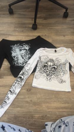 Goth black and white shirt set (size small)