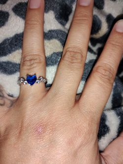 Sapphire Blue Heart Ring Sterling Silver Size 6 And 7 New