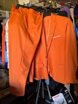 Men's Orange Three-Piece Suit Set