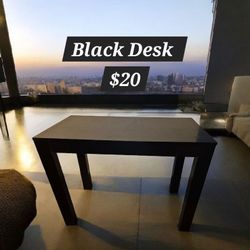 Black IKEA Wood Desk With Front Drawer