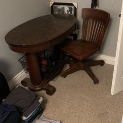Antique Oval Table With Swivel Chair