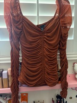Windsor Ruched Mesh Long Sleeve Top