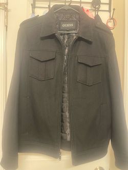 Guess Black Wool Zip-Up Jacket