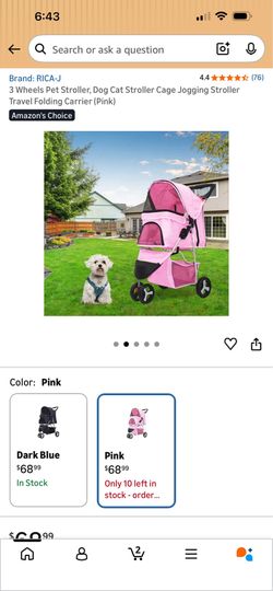Pink pet stroller