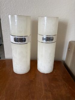 2 White Pillar Candles Hotel Firenze