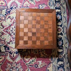 Vintage Homemade Wooden Chess Drawer with Resin Pieces Set