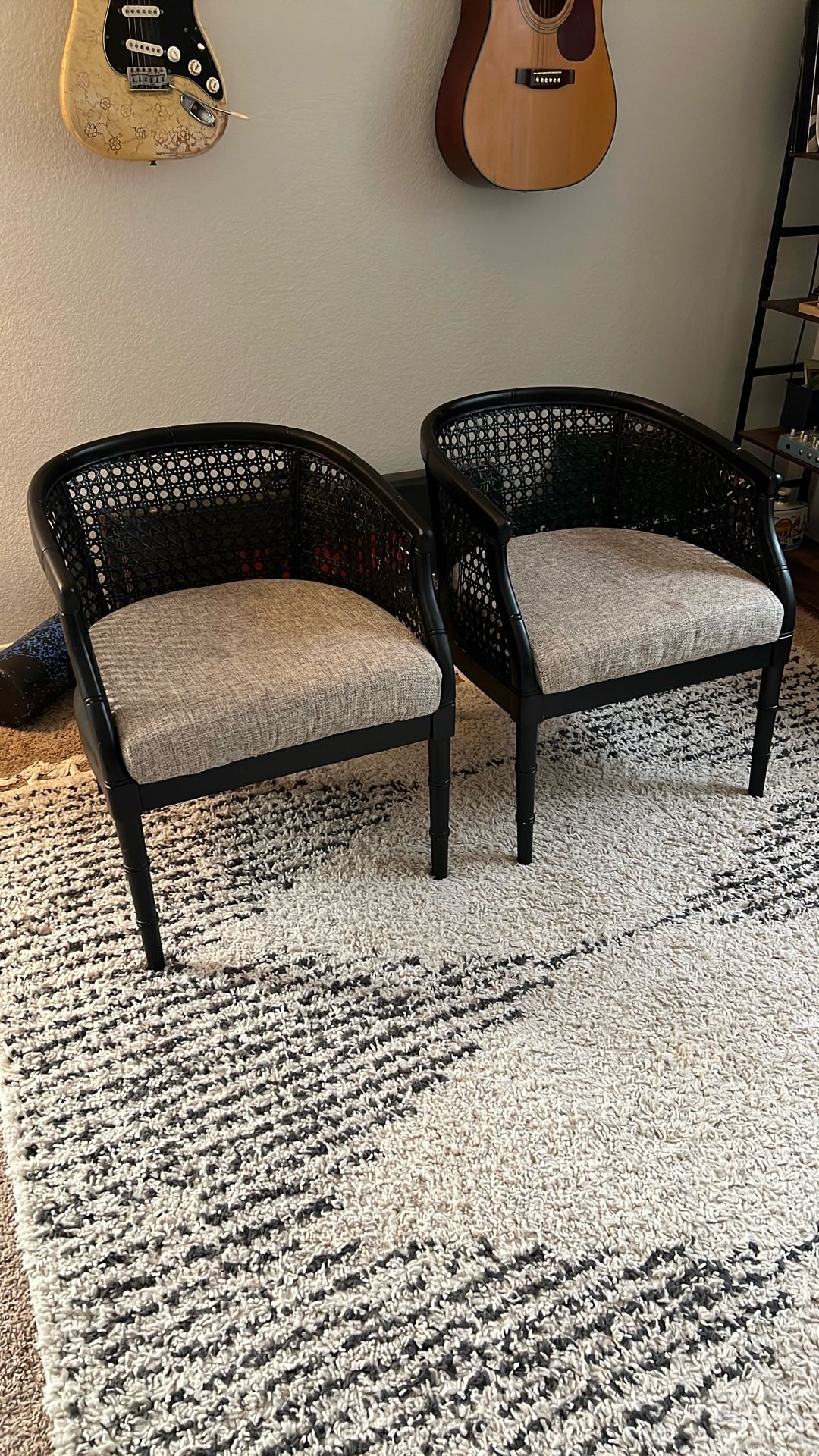Cane Webbed Accent Chairs