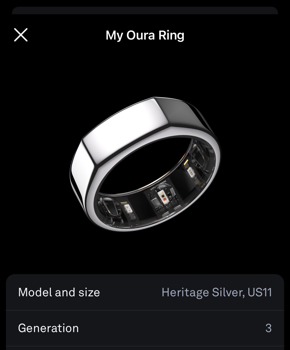 OURA RING 3 Heritage Black US11(Oura Ring Gen3 Heritage OURA RING 3 Heritage Black US11(Oura Ring Gen3 Heritage