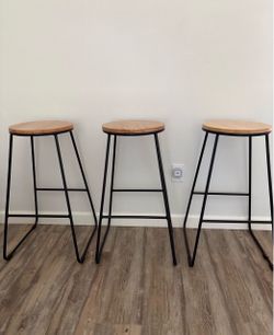Wood and metal SET OF 3 sitting stool