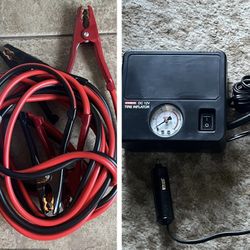 NEW Jumper Cables (Bridgestone) & Tire Inflator (Coido) - Roadside Kit
