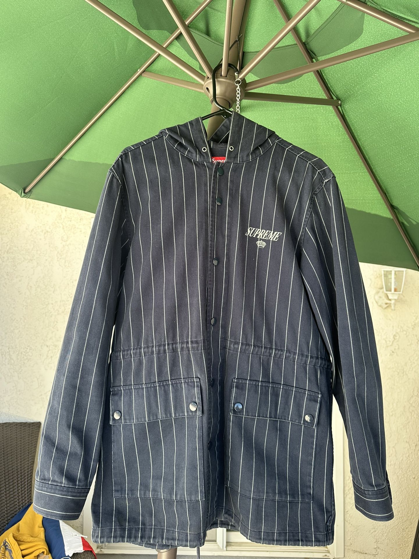 Supreme Pinstripe Twill Parka Jacket