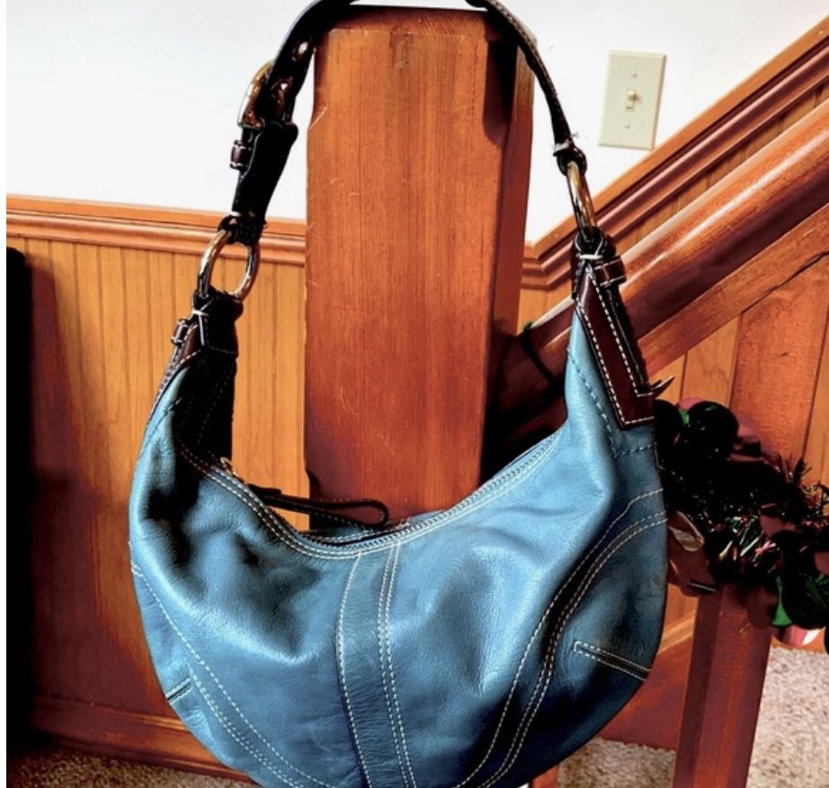 Vintage Coach Hobo Bag In Teal